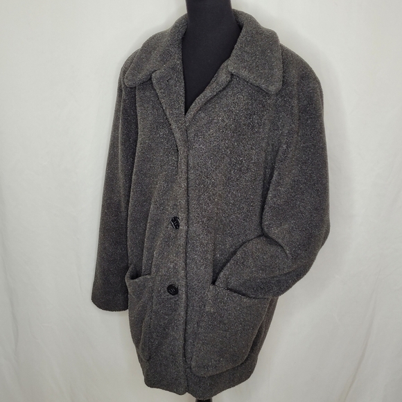 Kristen Blake Gray Vintage Sherpa Coat - Size L - Picture 5 of 13